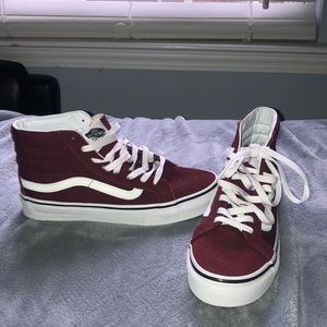 never worn maroon high top vans